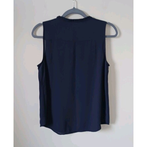Ann Taylor Petite Womens Navy Blue Ruffle Sleeveless Tank Top Size SP - Picture 2 of 6